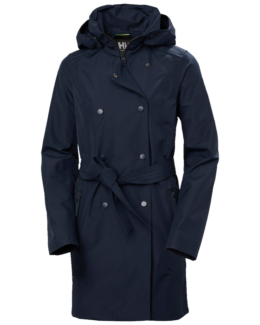 Navy Coloured Helly Hansen Womens Welsey II Trench Coat on white background 