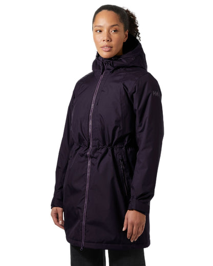 Black Grape Coloured Helly Hansen Womens Westport Insulated Coat on white background 