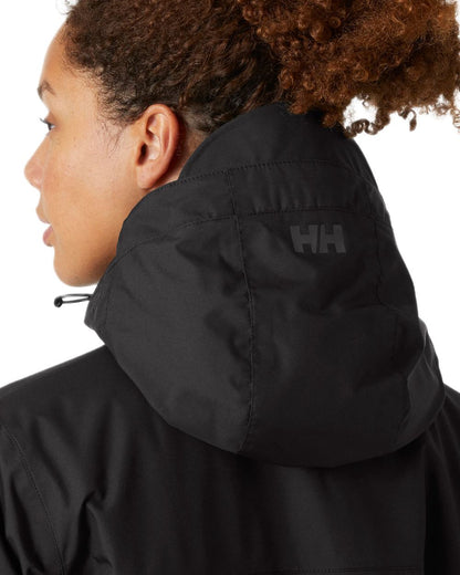 Black Coloured Helly Hansen Womens Westport Insulated Coat on white background 