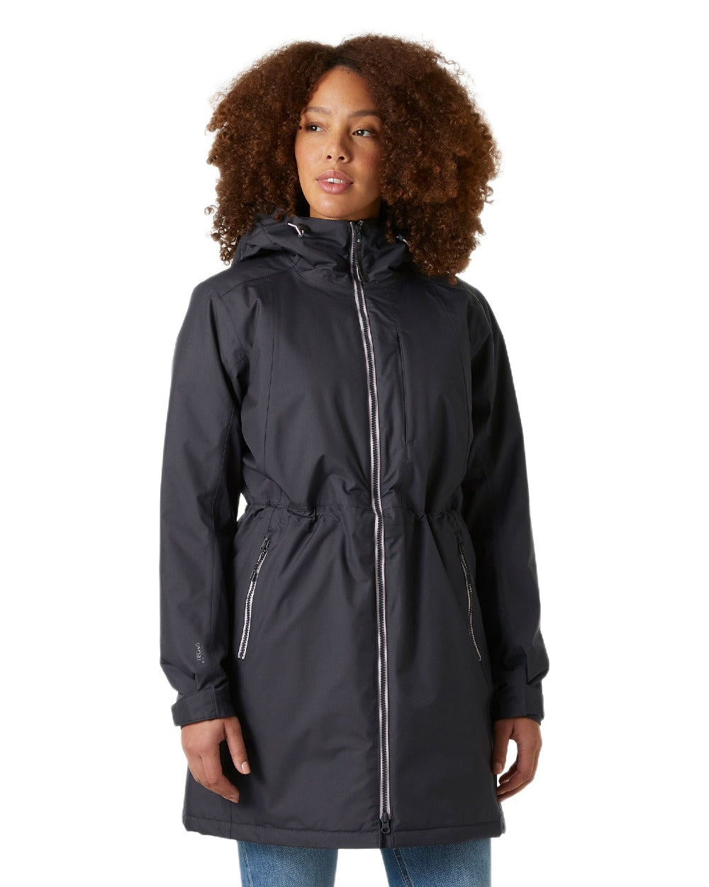 Ebony Coloured Helly Hansen Womens Westport Insulated Coat on white background 