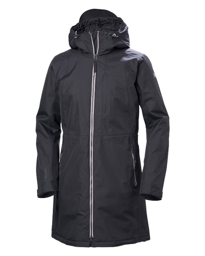 Ebony Coloured Helly Hansen Womens Westport Insulated Coat on white background 