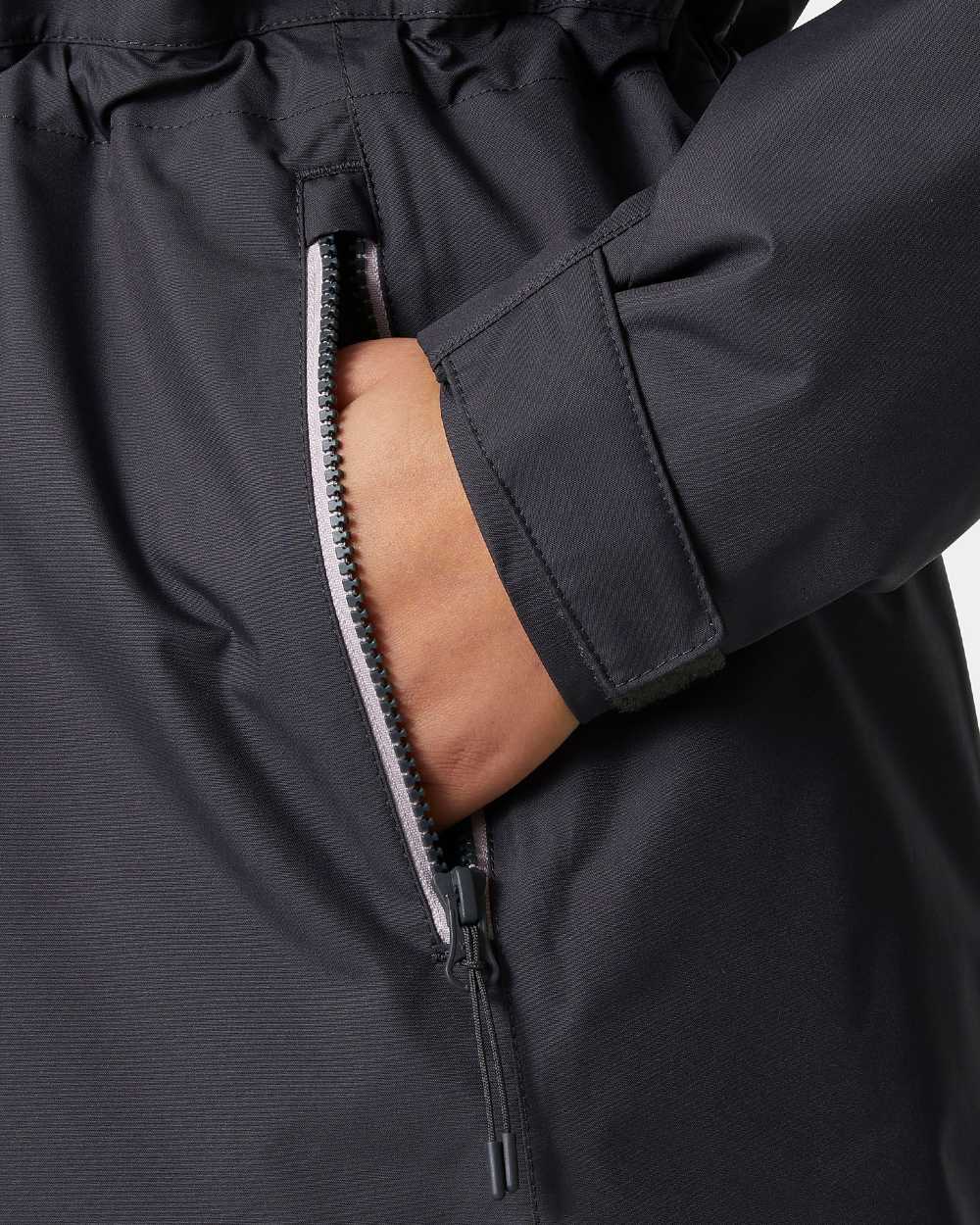 Ebony Coloured Helly Hansen Womens Westport Insulated Coat on white background 