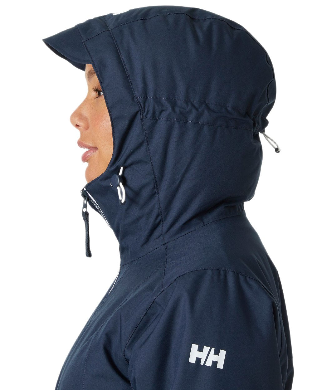 Navy Coloured Helly Hansen Womens Westport Insulated Coat on white background 