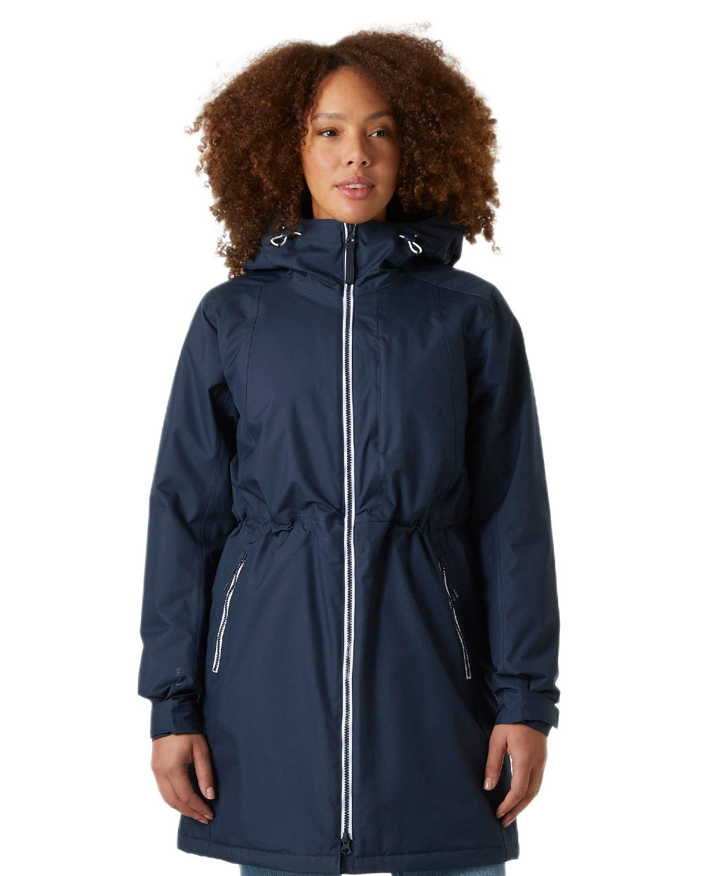 Navy Coloured Helly Hansen Womens Westport Insulated Coat on white background 