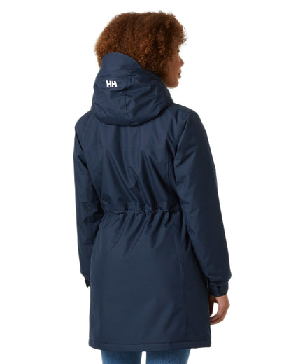 Navy Coloured Helly Hansen Womens Westport Insulated Coat on white background 