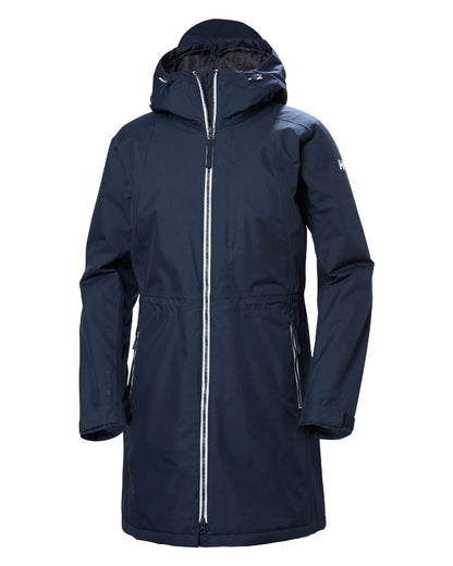 Navy Coloured Helly Hansen Womens Westport Insulated Coat on white background 