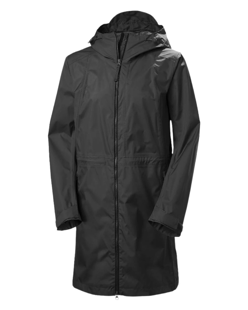 Black coloured Helly Hansen Womens Westport Raincoat on white background 