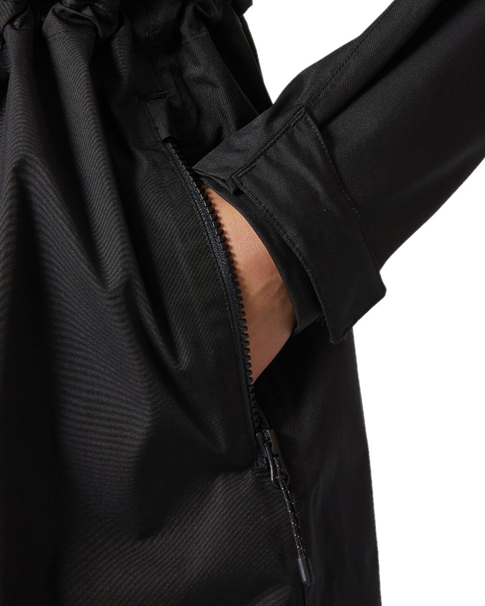 Black coloured Helly Hansen Womens Westport Raincoat on white background 