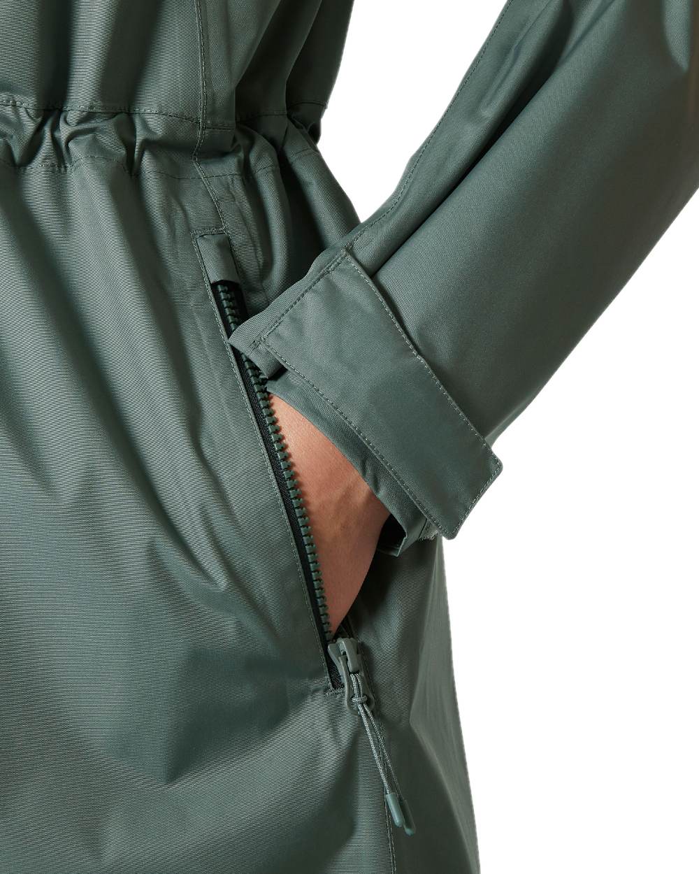 Grey Cactus coloured Helly Hansen Womens Westport Raincoat on white background 
