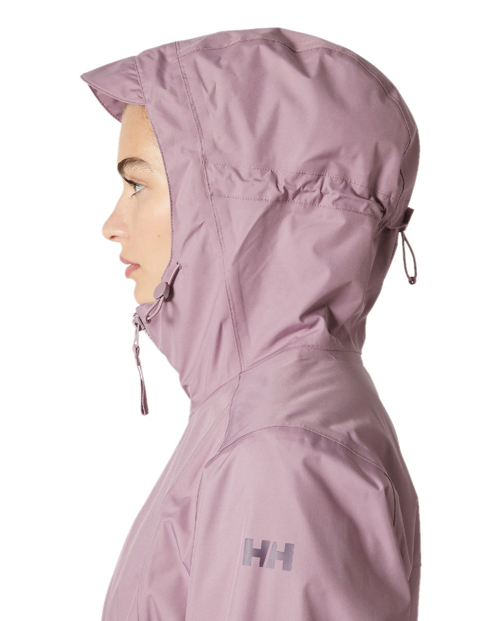 Purple Clay coloured Helly Hansen Womens Westport Raincoat on white background 