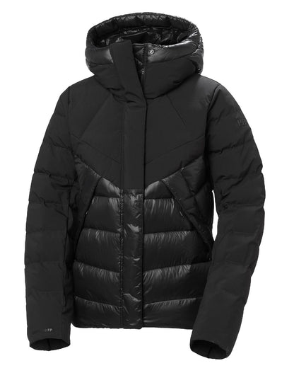 Black Coloured Helly Hansen Womens Winter Bliss Down Jacket on white background 