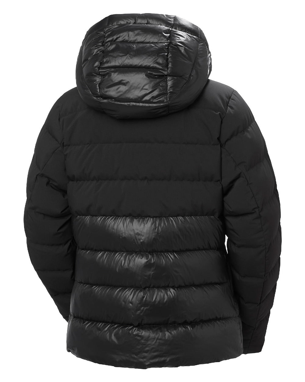 Black Coloured Helly Hansen Womens Winter Bliss Down Jacket on white background 