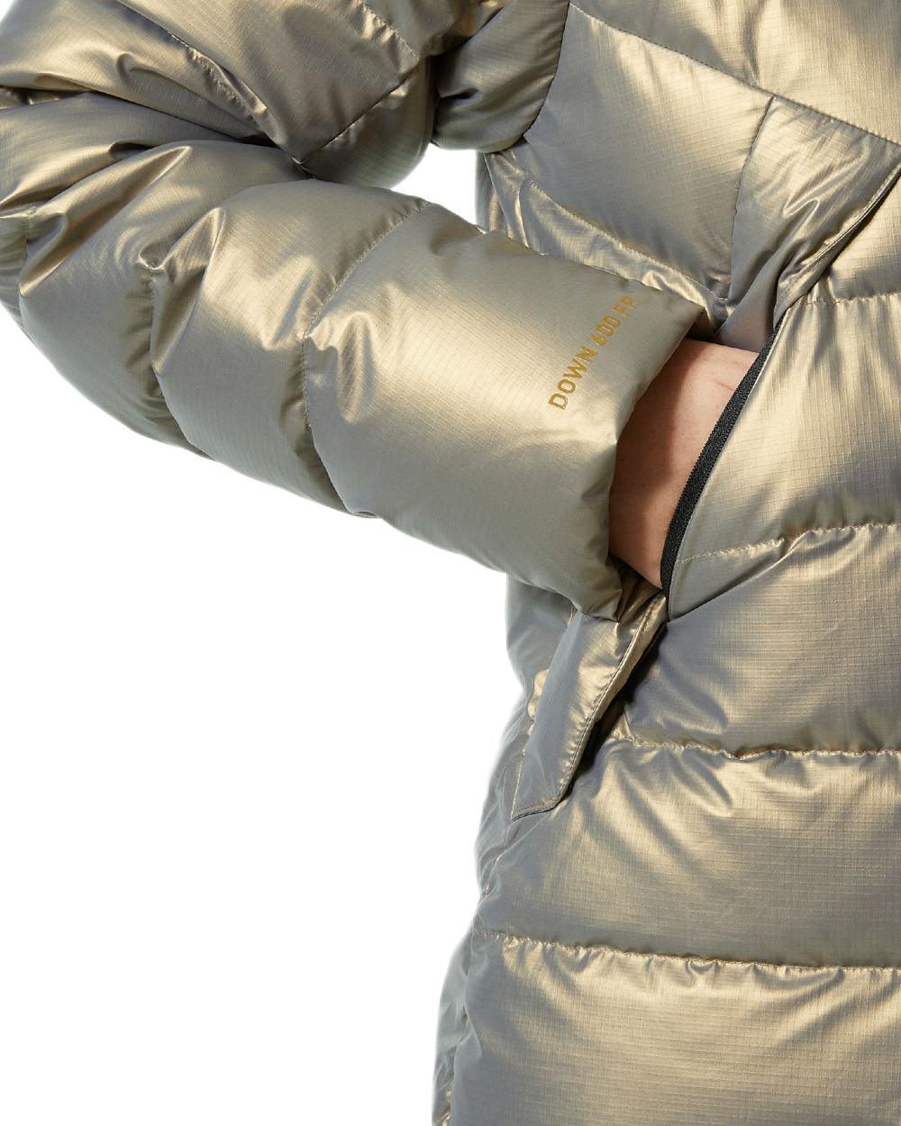 Lynx Coloured Helly Hansen Womens Winter Bliss Down Jacket on white background 