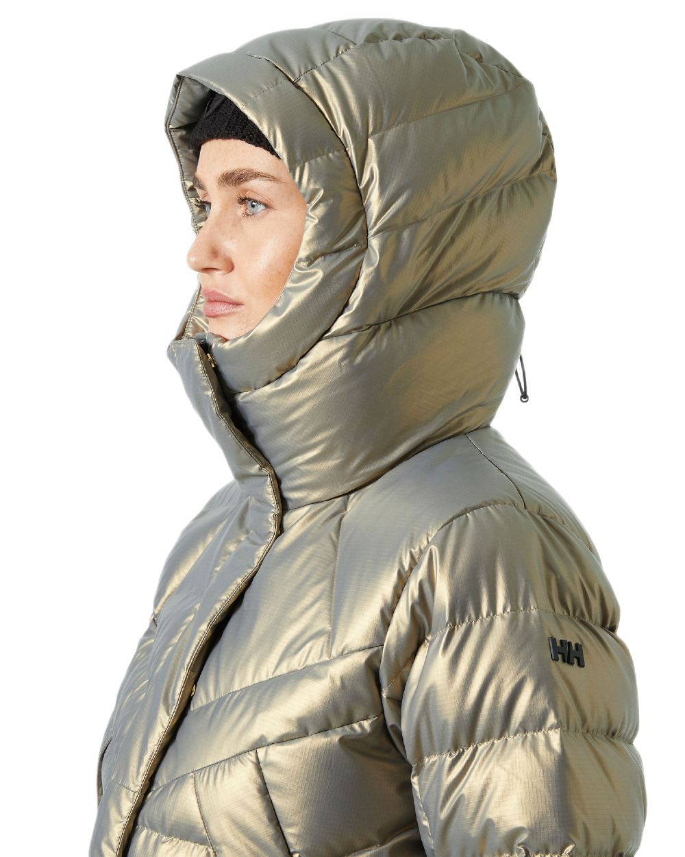 Lynx Coloured Helly Hansen Womens Winter Bliss Down Jacket on white background 