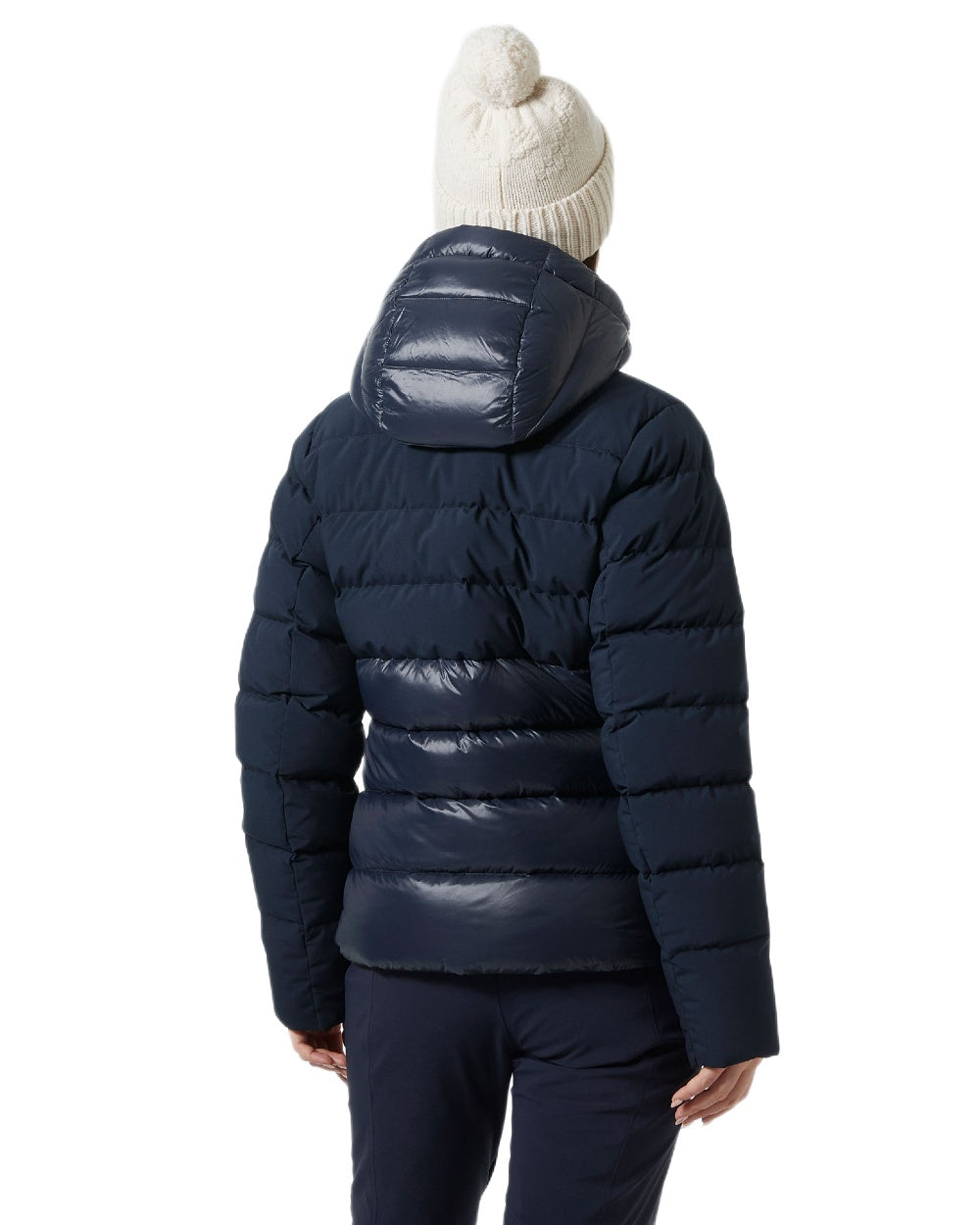 Navy Coloured Helly Hansen Womens Winter Bliss Down Jacket on white background 