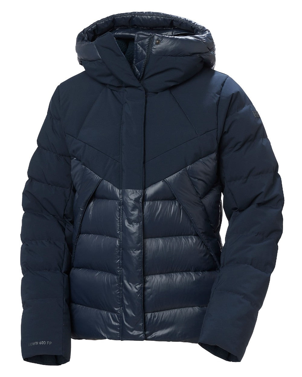 Navy Coloured Helly Hansen Womens Winter Bliss Down Jacket on white background 