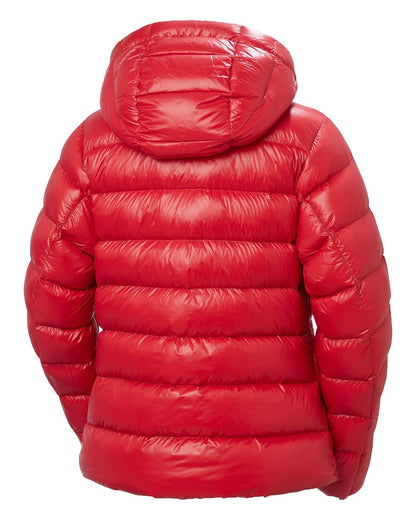 Red Coloured Helly Hansen Womens Winter Bliss Down Jacket on white background 