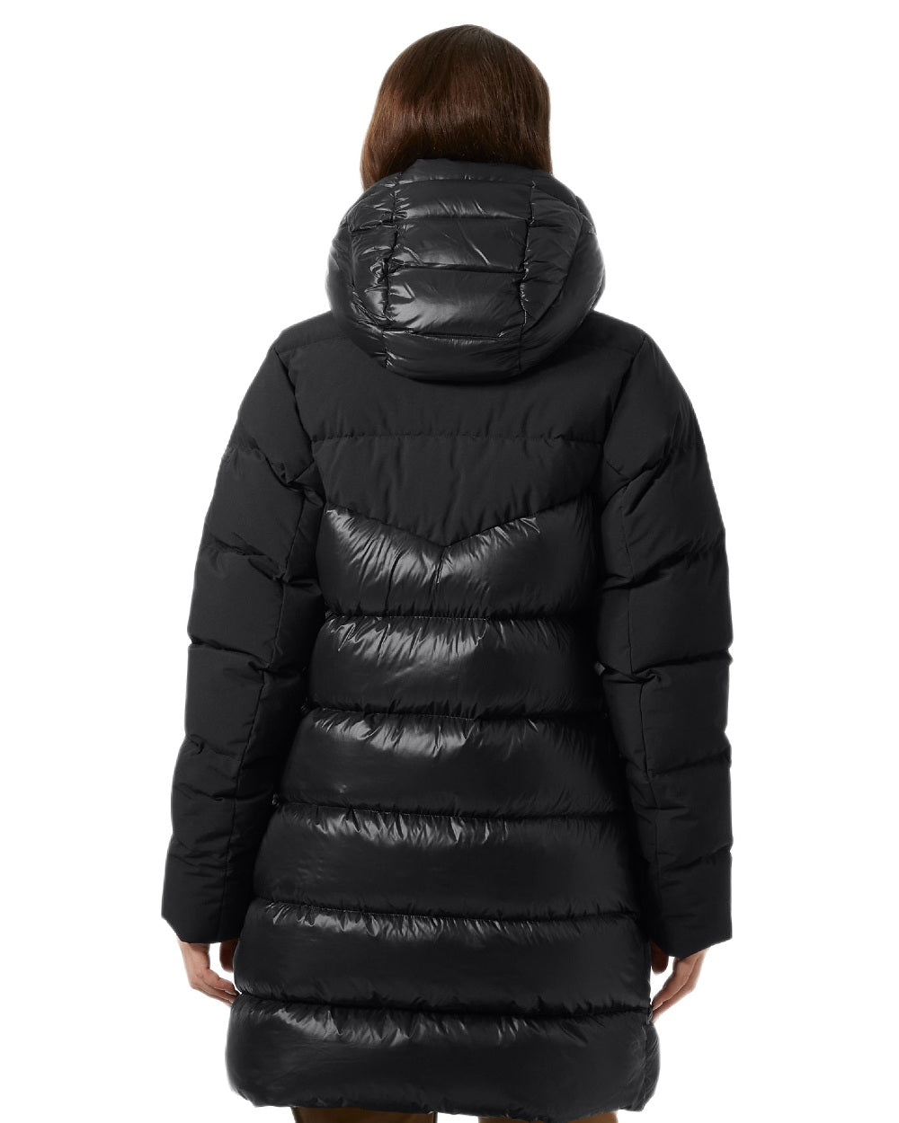 Black Coloured Helly Hansen Womens Winter Bliss Down Parka on white background 