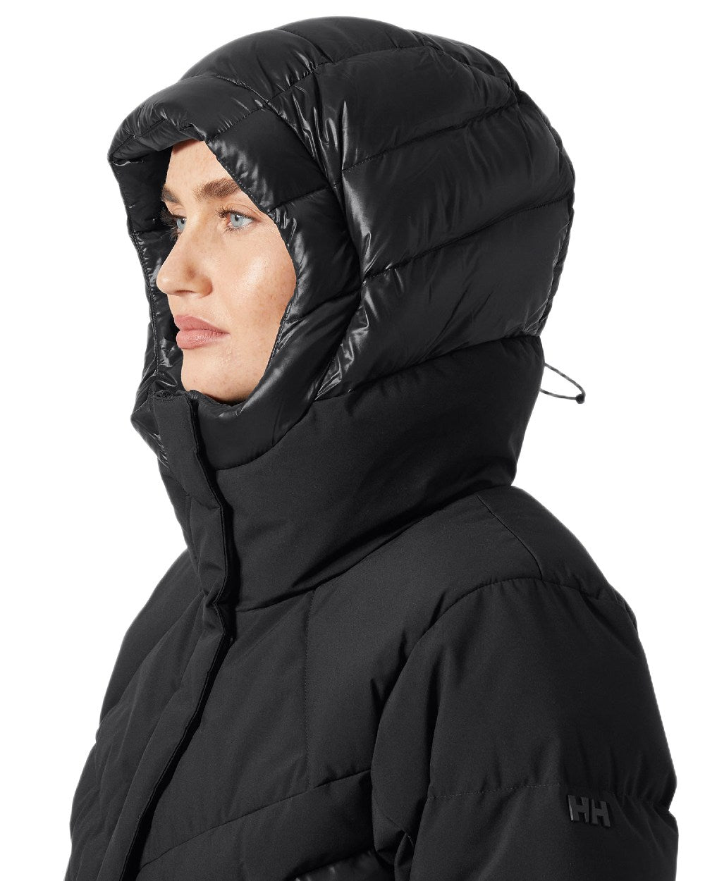 Black Coloured Helly Hansen Womens Winter Bliss Down Parka on white background 