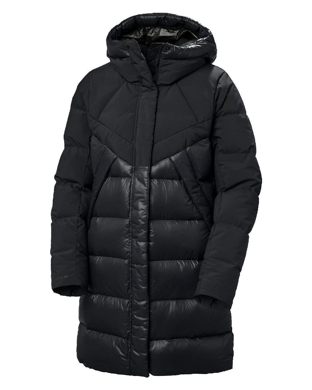 Black Coloured Helly Hansen Womens Winter Bliss Down Parka on white background 