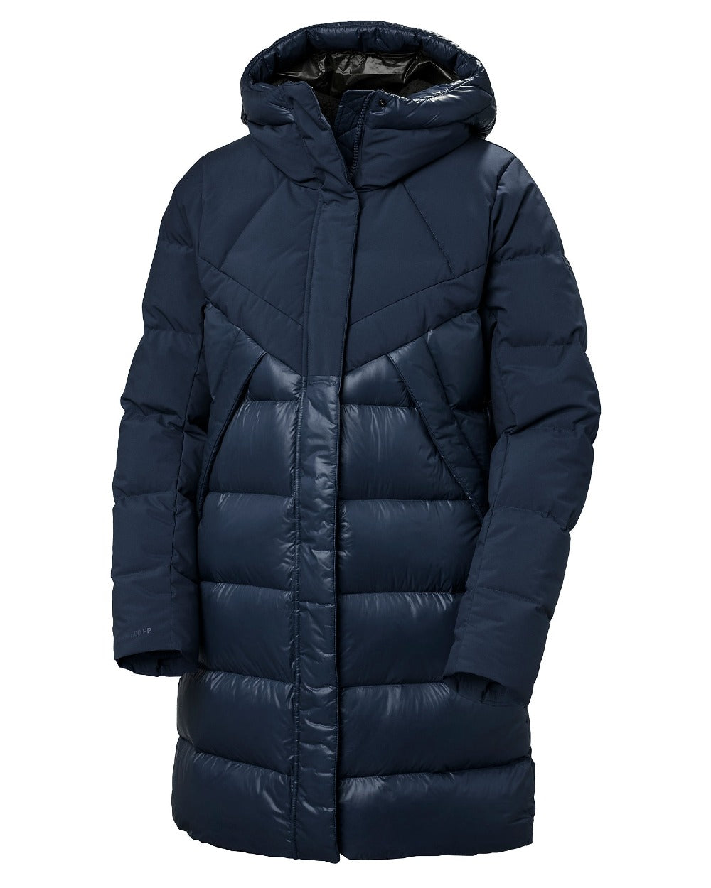 Navy Coloured Helly Hansen Womens Winter Bliss Down Parka on white background 