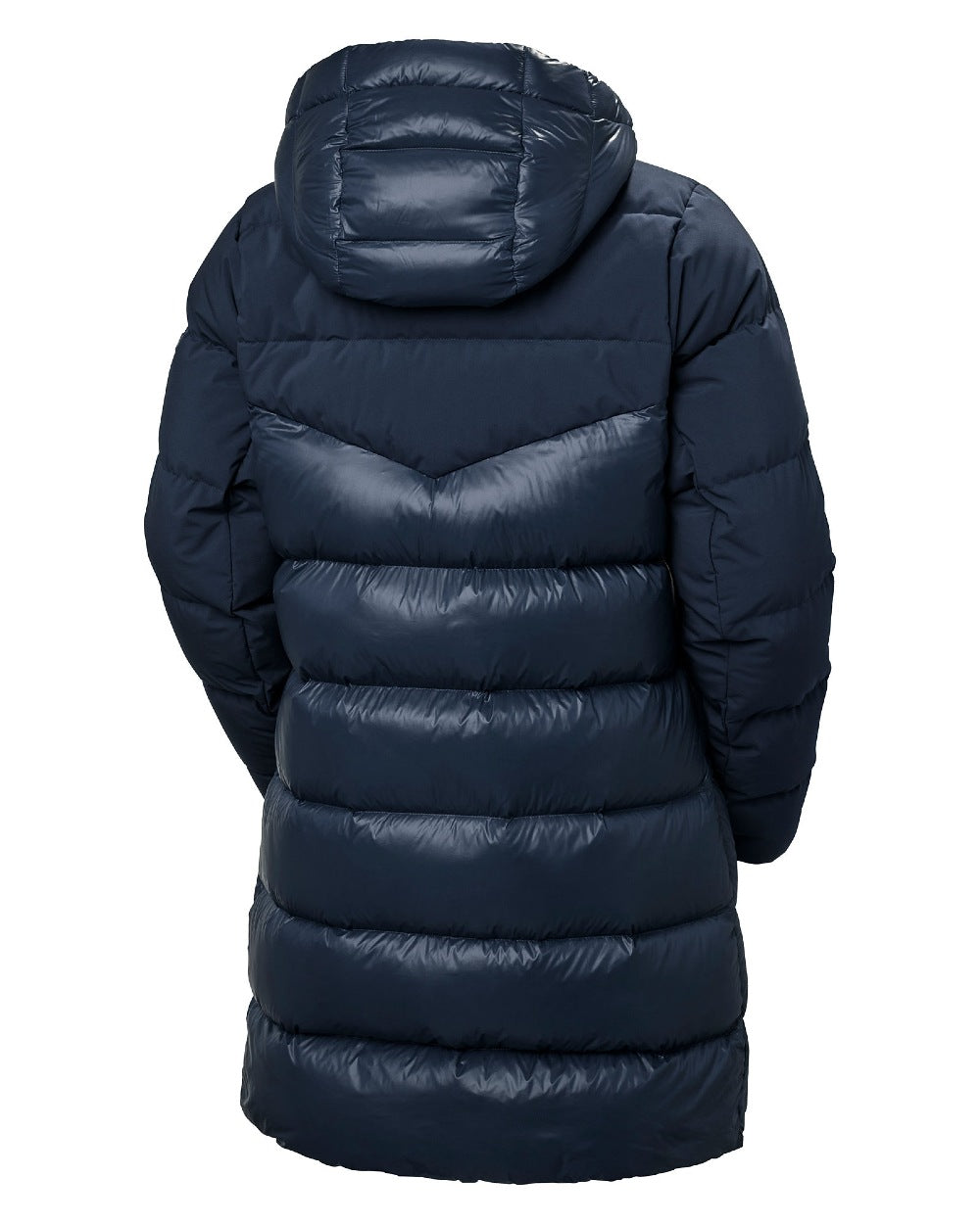 Navy Coloured Helly Hansen Womens Winter Bliss Down Parka on white background 