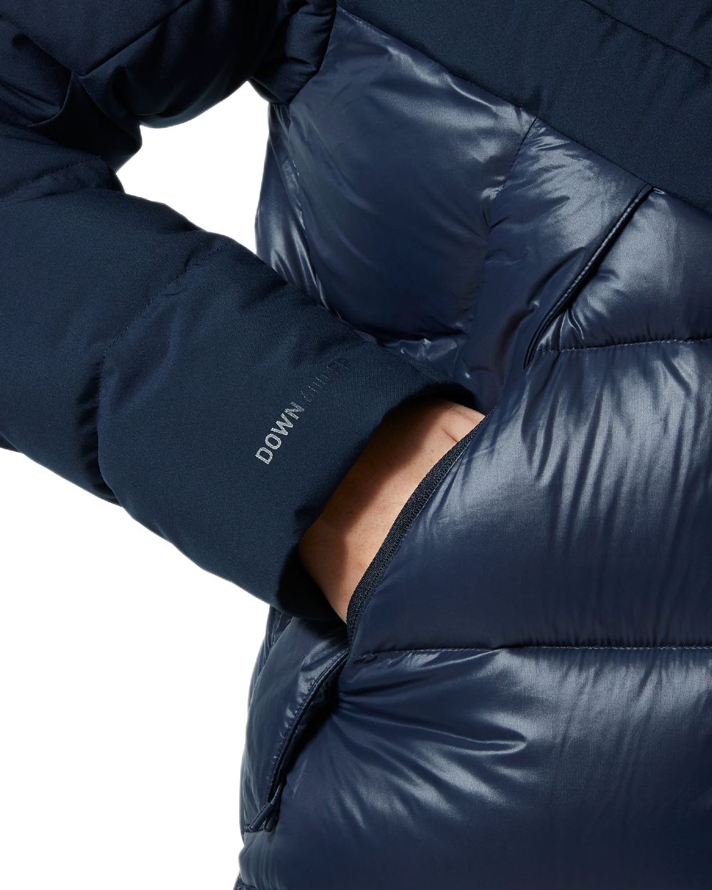 Navy Coloured Helly Hansen Womens Winter Bliss Down Parka on white background 