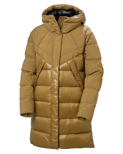 Sepia Coloured Helly Hansen Womens Winter Bliss Down Parka on white background 
