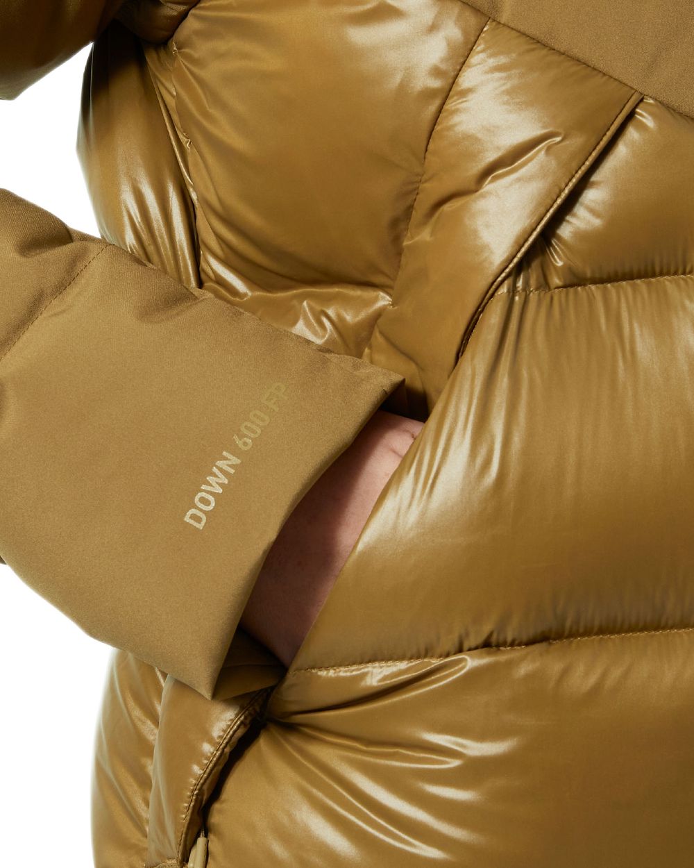 Sepia Coloured Helly Hansen Womens Winter Bliss Down Parka on white background 