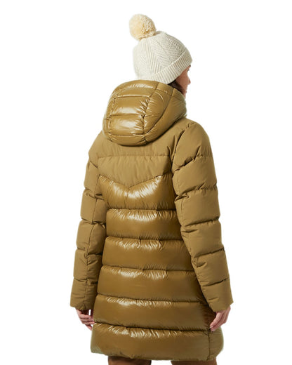 Sepia Coloured Helly Hansen Womens Winter Bliss Down Parka on white background 