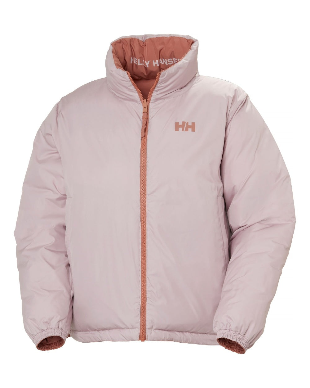 Cedarwood Coloured Helly Hansen Womens YU 23 Reversible Puffer Jacket on white background 