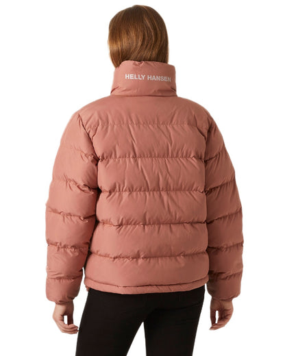 Cedarwood Coloured Helly Hansen Womens YU 23 Reversible Puffer Jacket on white background 