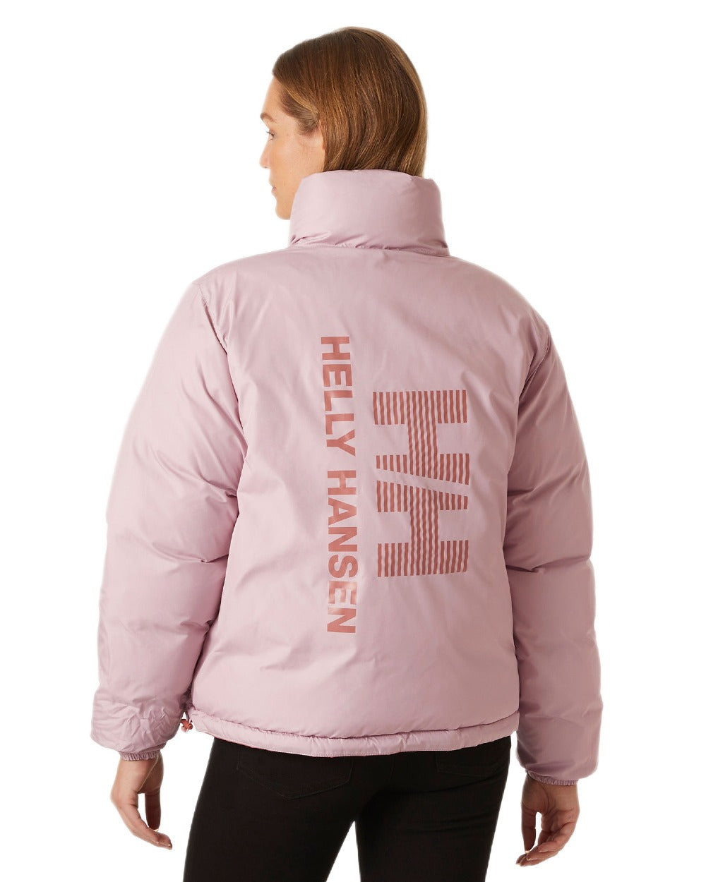 Cedarwood Coloured Helly Hansen Womens YU 23 Reversible Puffer Jacket on white background 