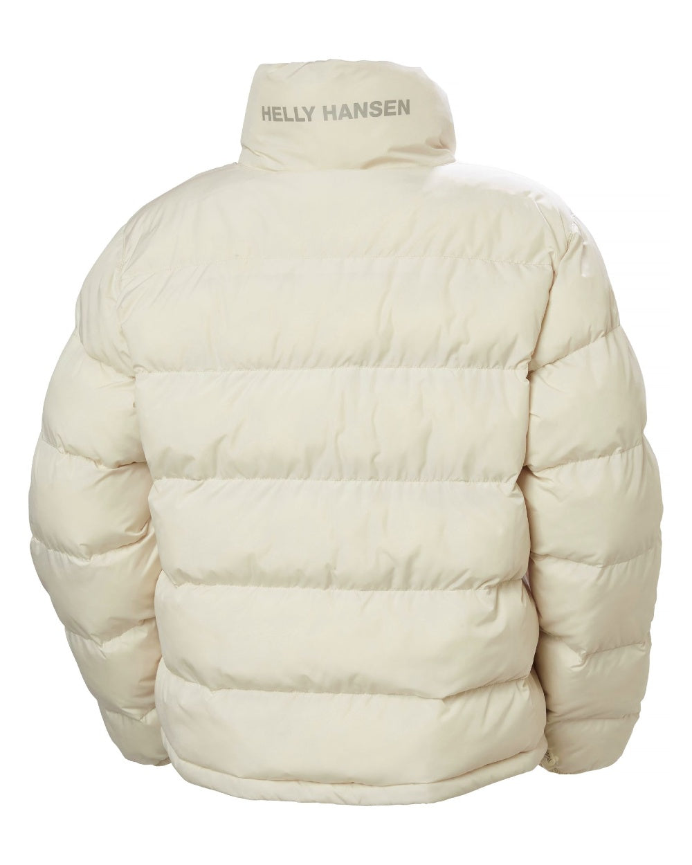 Cream Coloured Helly Hansen Womens YU 23 Reversible Puffer Jacket on white background 