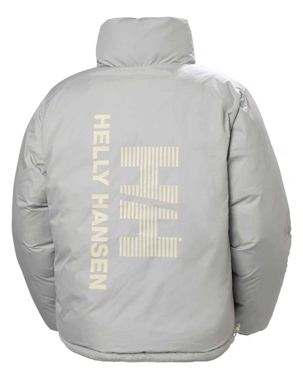 Cream Coloured Helly Hansen Womens YU 23 Reversible Puffer Jacket on white background 
