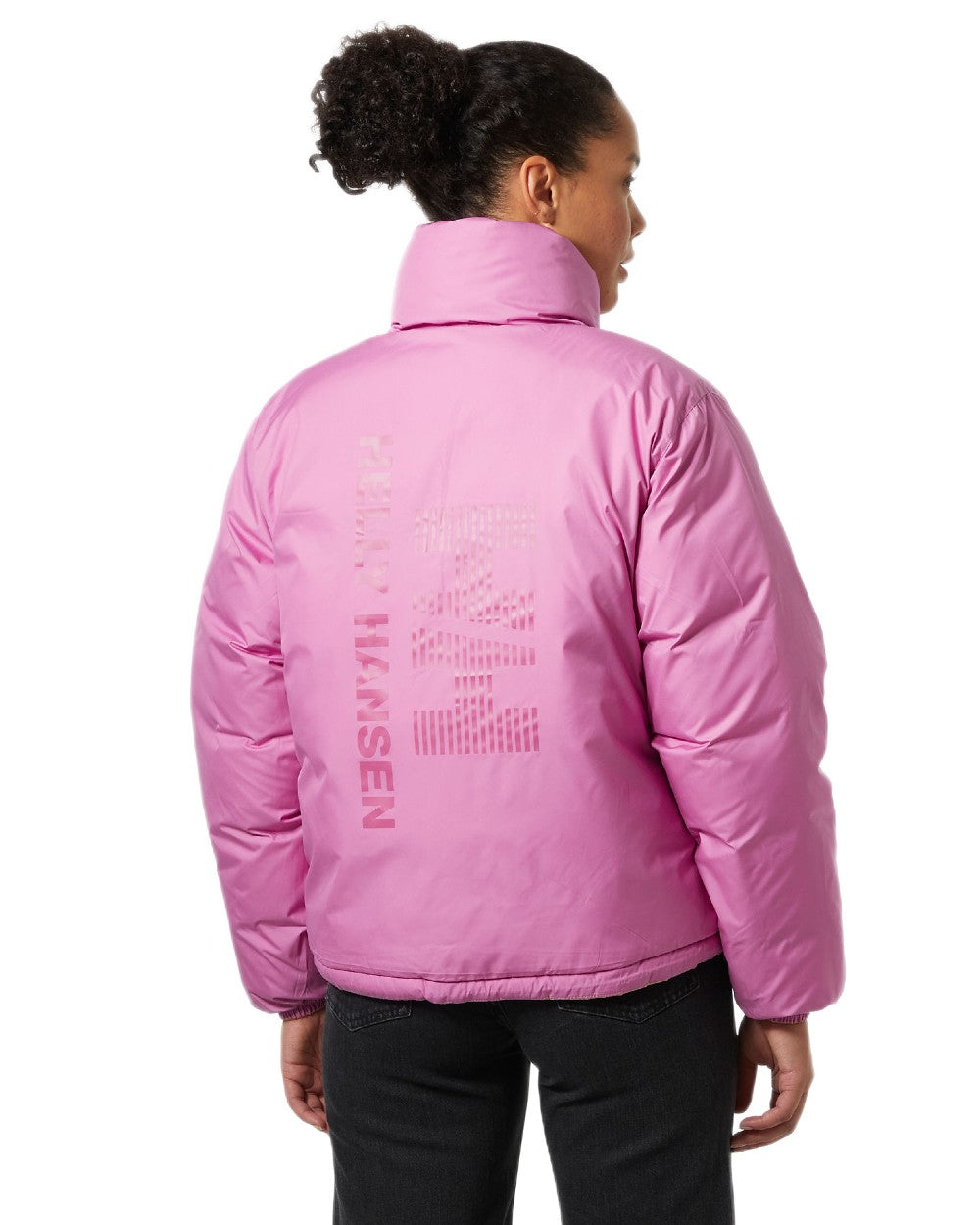 Sandstorm Coloured Helly Hansen Womens YU 23 Reversible Puffer Jacket on white background 