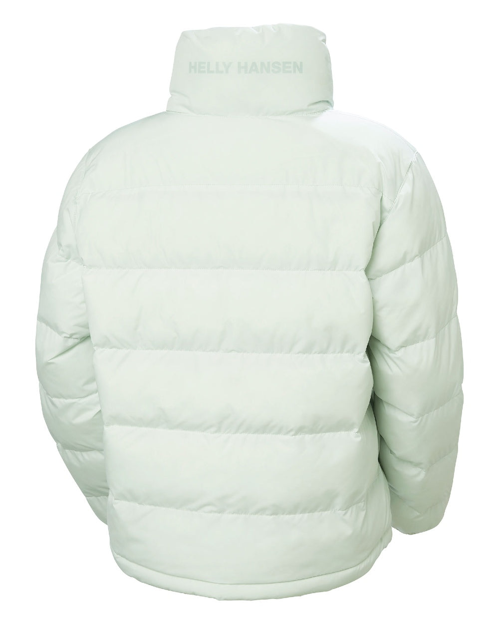 Seafoam Coloured Helly Hansen Womens YU 23 Reversible Puffer Jacket on white background 