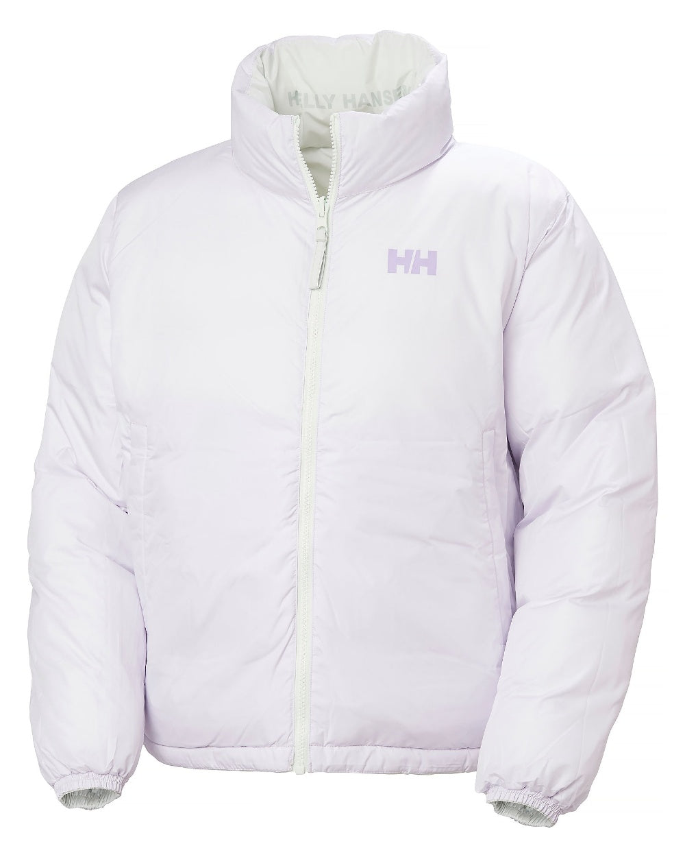 Seafoam Coloured Helly Hansen Womens YU 23 Reversible Puffer Jacket on white background 