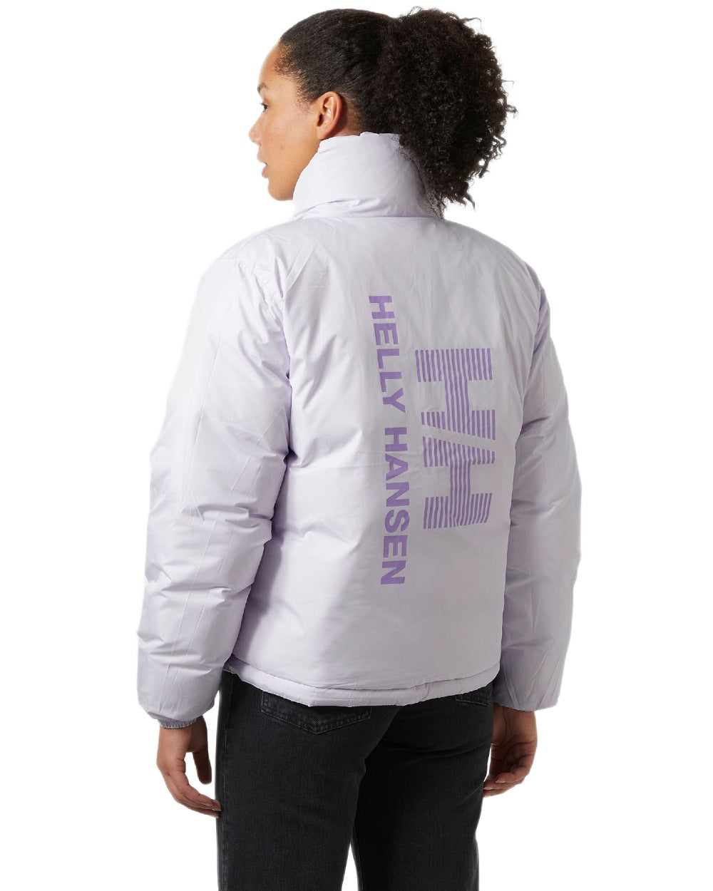 Seafoam Coloured Helly Hansen Womens YU 23 Reversible Puffer Jacket on white background 
