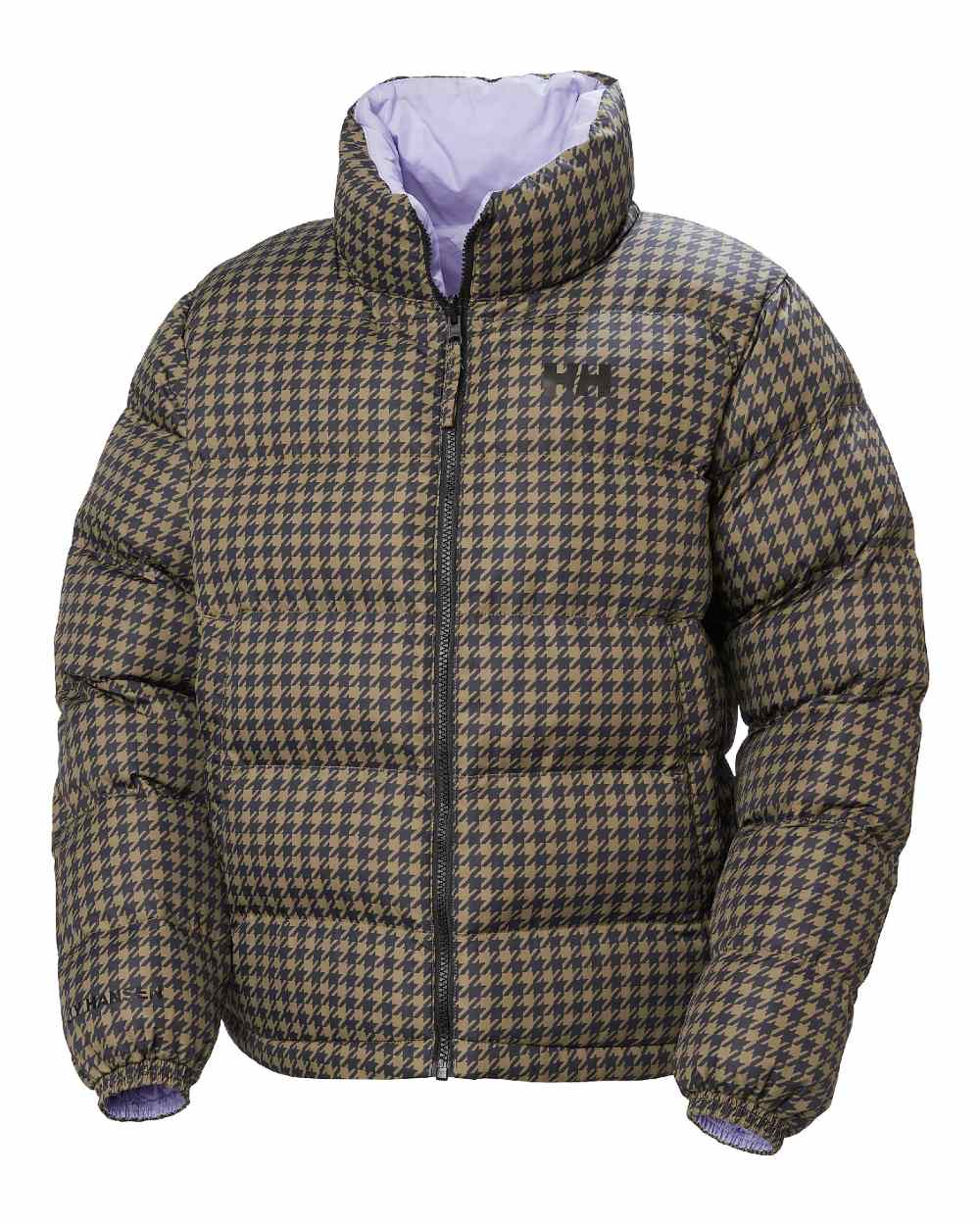 Sepia Coloured Helly Hansen Womens YU 23 Reversible Puffer Jacket on white background 