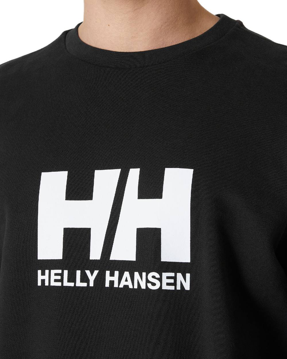 Black coloured Helly Hansen Logo Crew Sweatshirt 2.0 on white background 