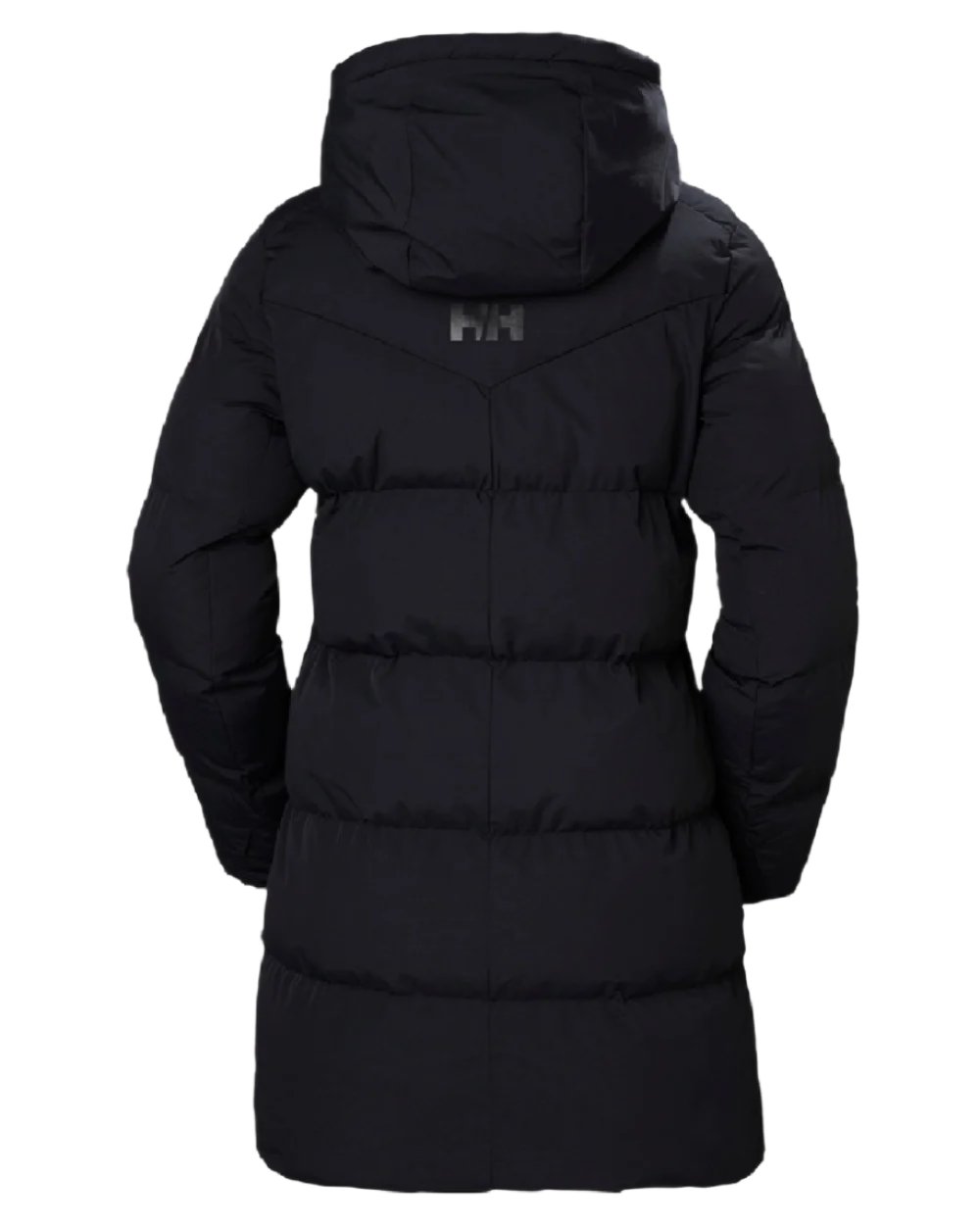 Black Helly Hansen Adore Ladies Puffy Parka on white background 