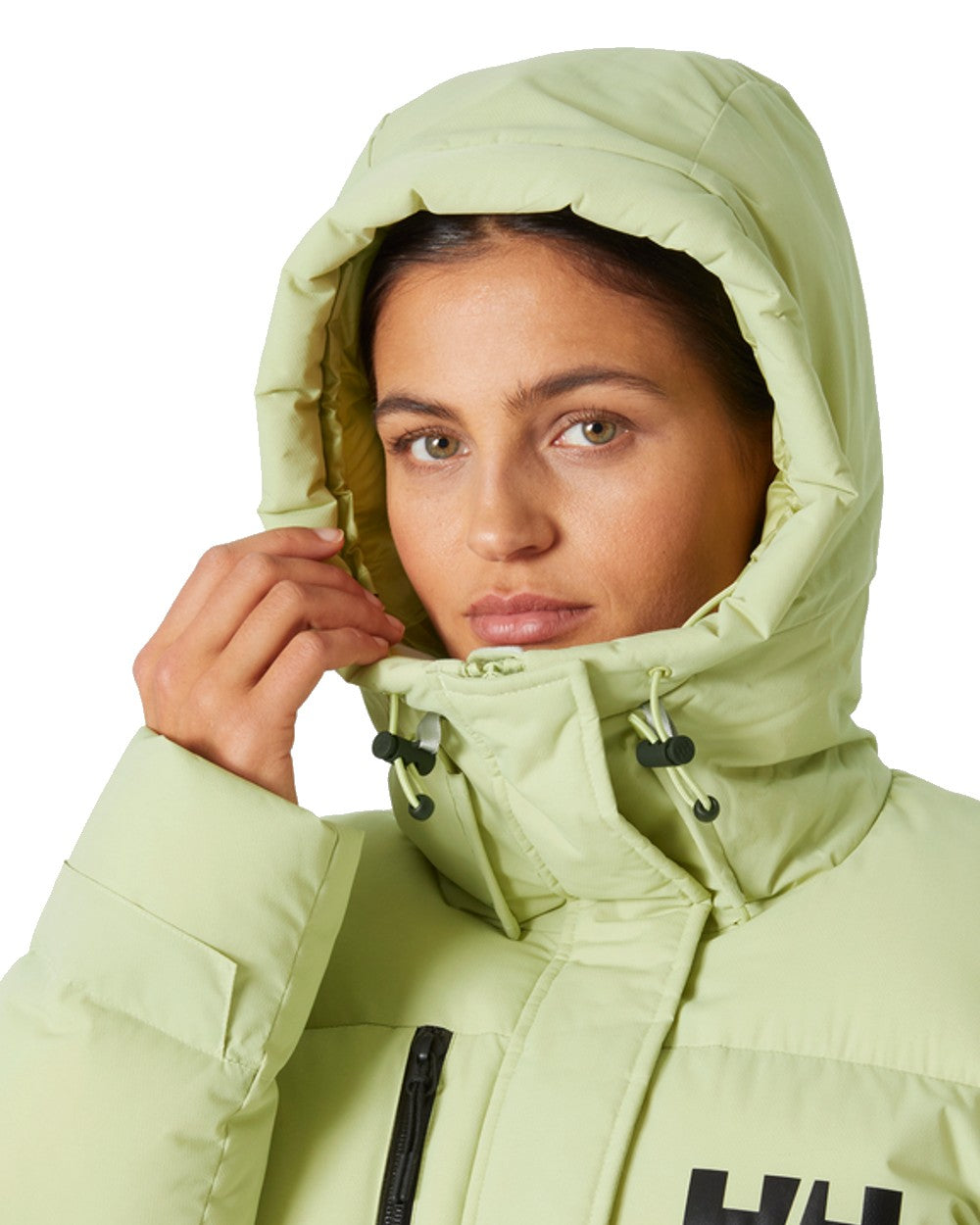 Iced Matcha Helly Hansen Adore Ladies Puffy Parka on white background 