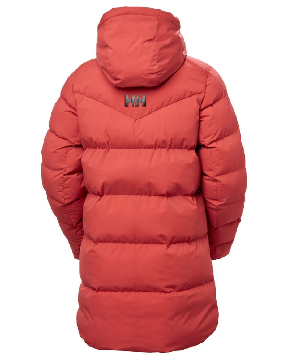 Poppy Red Helly Hansen Adore Ladies Puffy Parka on white background 