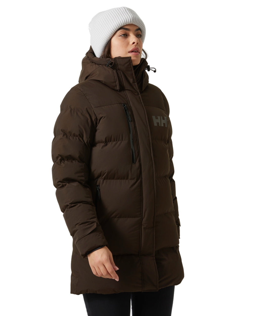 Triple Espresso Helly Hansen Adore Ladies Puffy Parka on white background 