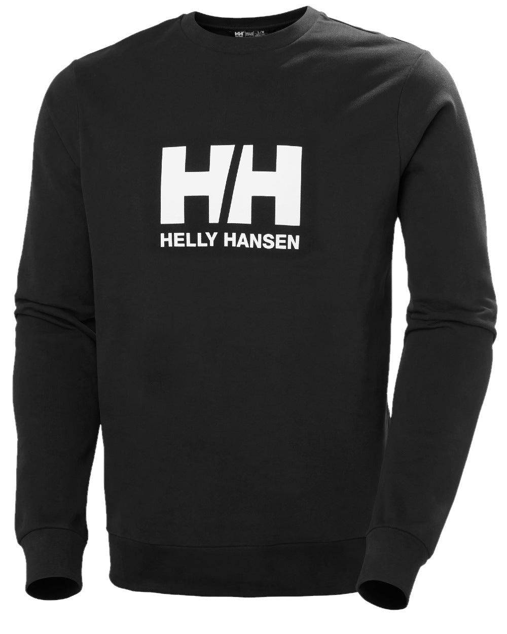Black coloured Helly Hansen Logo Crew Sweatshirt 2.0 on white background 