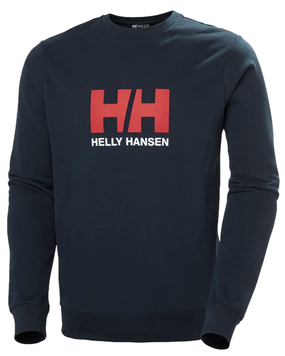 Navy coloured Helly Hansen Logo Crew Sweatshirt 2.0 on white background 