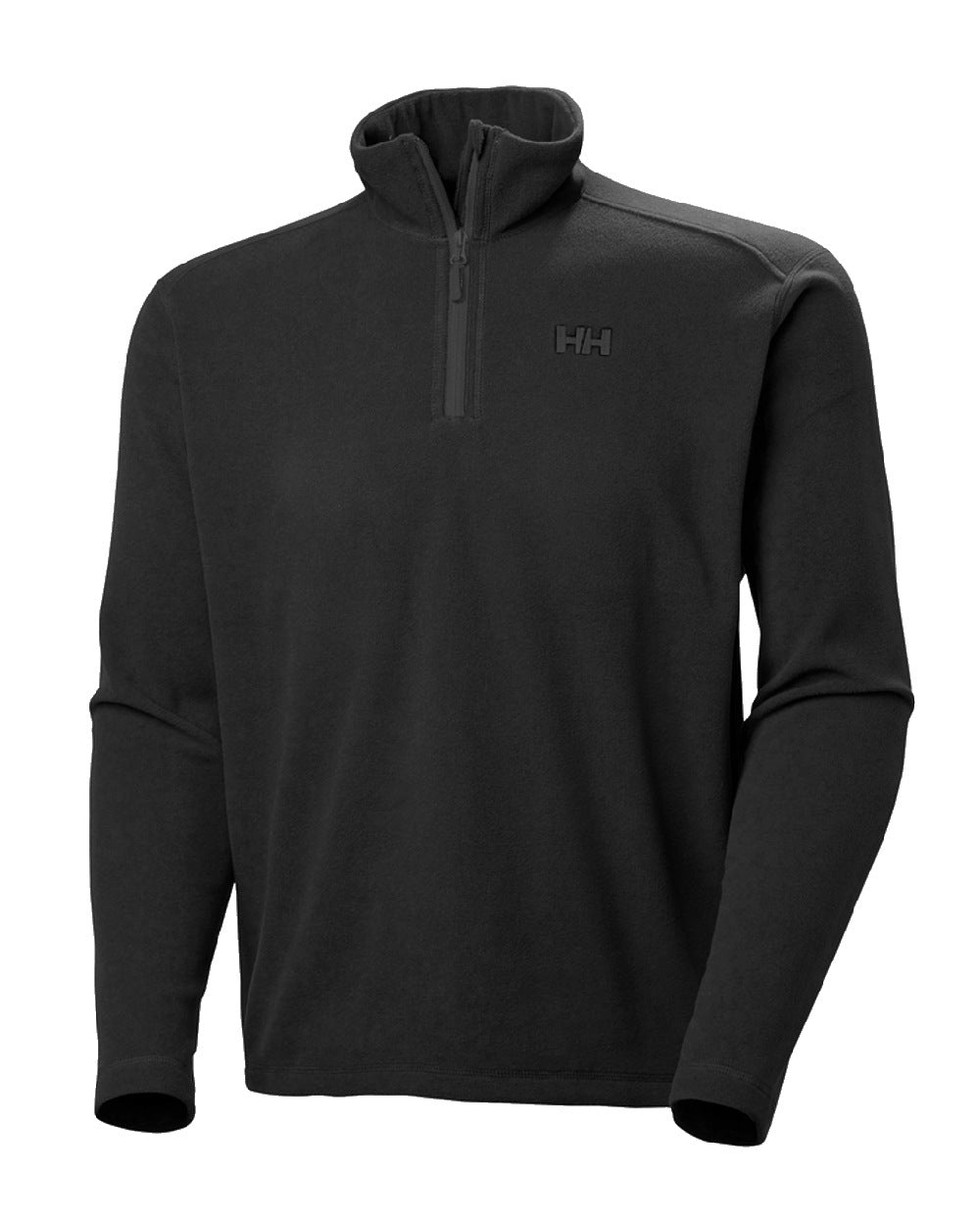 Black coloured Helly Hansen Daybreaker 1/2 Zip Fleece on white background 