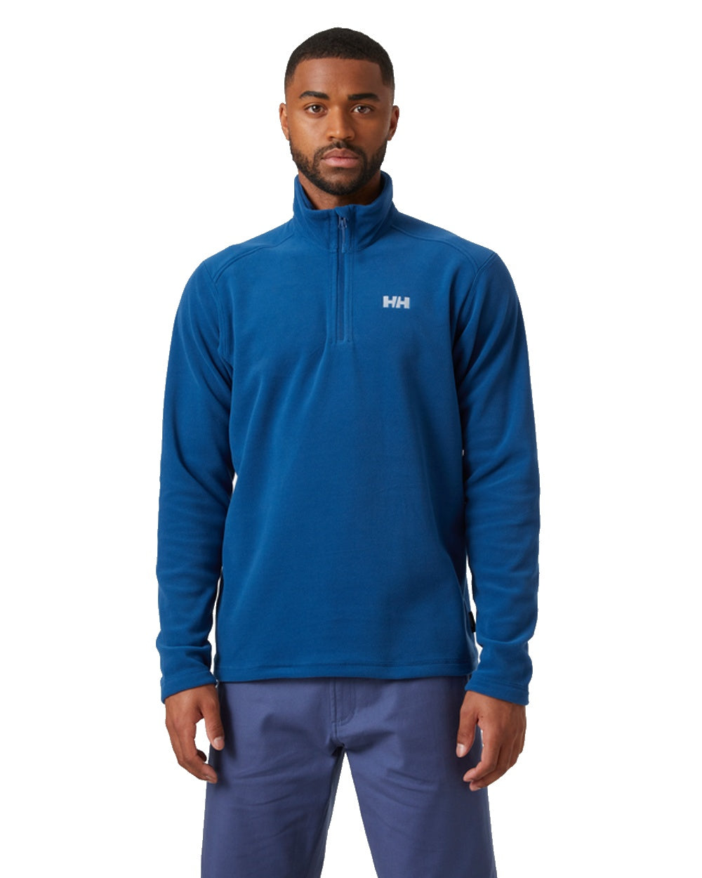 Deep Fjord coloured Helly Hansen Daybreaker 1/2 Zip Fleece on white background 