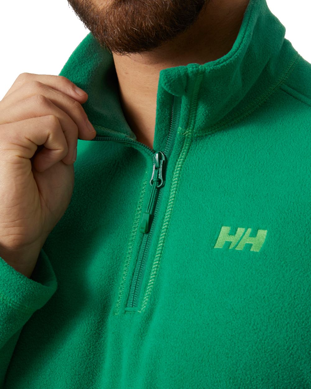 Malachite coloured Helly Hansen Daybreaker 1/2 Zip Fleece on white background 